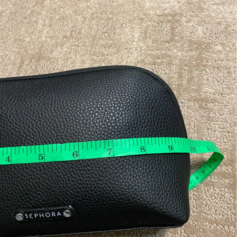 NWT {Sephora} Everyday Cosmetic Bag/Zip Pouch ~ Black Faux Leather